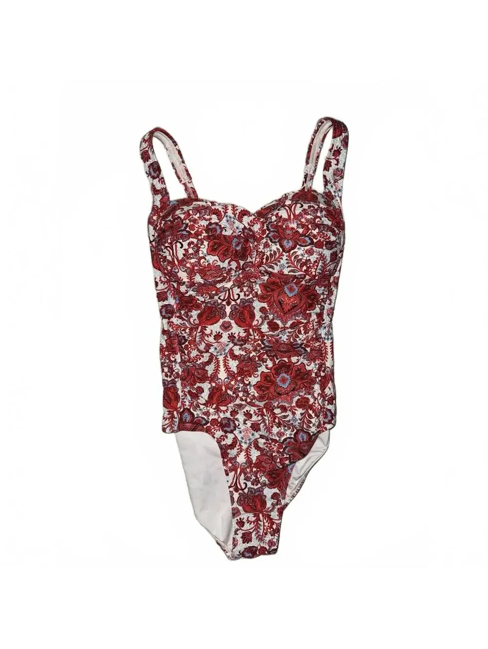 Niptuck Swim womens one piece swim suit red Floral print size 4 Boho Bright